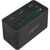 Logilink UA0370, Kabelgebunden, USB 3.2 Gen 1 (3.1 Gen 1) Type-C, 60 W, 10,100,1000 Mbit/s, Schwarz, CF, MicroSD (TransFlash), SD