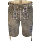 Spieth & Wensky Lederhose "Hofmeister", Herren, Gr. 46, N-Gr, braun (storm blau), Obermaterial: 100% Lammleder LEL., uni, festlich, regular fit, Hosen Lederhose, mit Stickerei am Beinabschluss