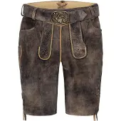 Spieth & Wensky Lederhose "Gottlieb", Herren, Gr. 46, N-Gr, braun (horn, st schwarz), Obermaterial: 100% Lammleder LEL., uni, festlich, regular fit, Hosen Lederhose, mit Stickerei