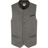 Spieth & Wensky Trachtenweste "Günther", Herren, Gr. 56, grün (oliv), Obermaterial: 90% Polyester PES. 10% Viskose CV., uni, regular fit, Rundhals, Westen Trachtenweste, mit Stehkragen
