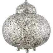 Searchlight Tischlampe im marokkanischen Stil Fretwork Edelstahl