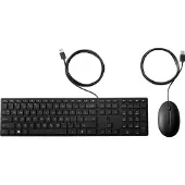 HP Wired Desktop 320MK Maus und Tastatur, Volle Größe (100%), Kabelgebunden, USB, Membran Key Switch, Schwarz, Maus enthalten