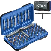 PCWORK PCW08K Feinmechanik Ratschen Set, 42 teilig, magnetische Bits, Verlängerung