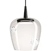 Zafferano Pendelleuchte Bilia 27 LED 8W 3000K Mundgeblasenes Borosilikatglas Schwarz und Transparent Elegantes Design für Innenräume
