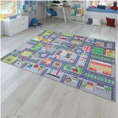 TT Home Kinderzimmerteppich Teppich Junge Mädchen Kinderteppich Baby Rutschfest Strasse