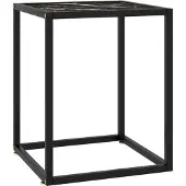 vidaXL Couchtisch Schwarz mit Schwarzem Glas in Marmor-Optik 40x40x50