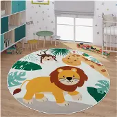 TT Home Kinderzimmerteppich Teppich Junge Mädchen Kinderteppich Rutschfest Zoo Tiere
