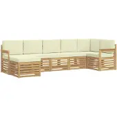 vidaXL Outdoor-Sofagarnitur 7 pcs Weiß und Creme