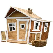 Axi Spielhaus Lisa aus FSC Holz | Outdoor Kinderspielhaus mit Veranda für den Garten in Braun & Weiß | Gartenhaus für Kinder mit Fenstern