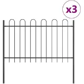 vidaXL Gartenzaun BOXTEL 3 Stk. 5,1 x 1 m Pulverbeschichteter Stahl
