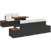 vidaXL Gartensofa-set 6 Stk. Schwarz und Beige