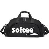 Softee Schwarze Sporttasche für Training mit integriertem Schuhfach, 50x25x20 cm