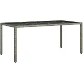 vidaXL Gartentisch Grau Poly-Rattan