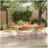 vidaXL Gartenstuhl 6 Stk. Massives Akazienholz und Edelstahl