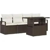 vidaXL Gartensofa-set 5 stk. 4-Sitzanzahl Braun Poly-Rattan