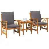 vidaXL Gartensofa-set 3 stk. Öl-Natur Massivholz Akazie
