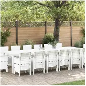 vidaXL Garten Essgruppe 15 stk. Weiß Polt Rattan