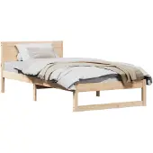 vidaXL Bettrahmen mit Kopfteil Natur 80 x 200 cm Massives Kiefernholz