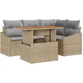 vidaXL Garten-Sofa-Set 5 stk. Beige Poly Rattan
