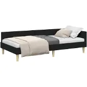 vidaXL Eckbettgestell Schwarz 90 x 190 cm Stoff
