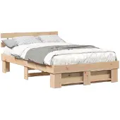 vidaXL Bettrahmen mit Kopfteil Braun 120 x 200 cm Massives Kiefernholz