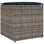 vidaXL Kissenbox mit Speicher Grau 50 x 50 x 50 cm Poly-Rattan