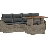 vidaXL Gartensofa-set 5 stk. Grau Poly Rattan
