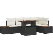 vidaXL Garten-Sofa-Set 6 stk. Schwarz Poly Rattan