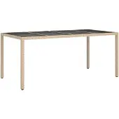 vidaXL Gartentisch Beige Poly-Rattan