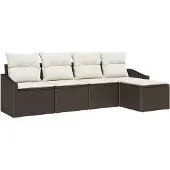 vidaXL Sofa Set 5 Stk. Braun [Synthetisch]: Poly Rattan