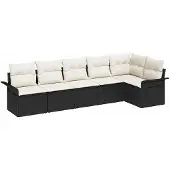 vidaXL Gartensofa-set 6 stk. Schwarz Poly-Rattan