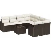 vidaXL Gartensofa-set 9 Stk. 8-Sitzanzahl Braun Poly-Rattan