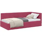 vidaXL Eckbettgestell mit Kopfteil Weinrot 100 cm x 200 cm Samt