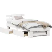 vidaXL Bettrahmen mit Kopfteil Weiß 80 x 200 cm Massives Kiefernholz