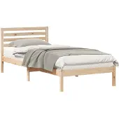 vidaXL Bettrahmen mit Kopfteil Braun 90 x 220 cm Massives Kiefernholz