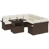 vidaXL Gartensofa-set 9 Stk. Braun Poly-Rattan