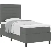 vidaXL Boxspringbett mit Matratze Dunkelgrau 80 x 200 cm Stoff