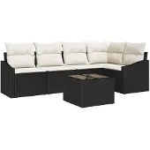 vidaXL Gartensofa-set 6 stk. Braun und Creme Poly-Rattan