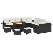 vidaXL Gartensofa-set 14 stk. Schwarz Poly-Rattan
