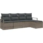 vidaXL Sofa Set 5 Stk. Grau Poly-Rattan