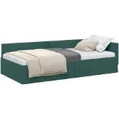 vidaXL Eckbettgestell mit Kopfteil Dunkelgrün 100 cm x 200 cm Samt