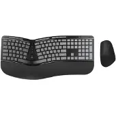Conceptronic ERGO Kabelloses Set aus ergonomischer Tastatur und vertikaler Maus, englisch, Volle Größe (100%), Kabellos, RF Wireless, QWERTY, Schwarz, Maus enthalten