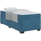 vidaXL Bettrahmen mit Matratze Dunkelblau 100 x 200 cm Stoff