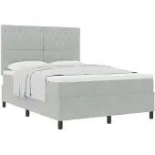 vidaXL Boxspringbett mit Matratze Hellgrau 140 x 200 cm Samt