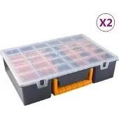 vidaXL Sortimentskoffer 2 Stk. Abnehmbare Trennwände 360x250x85 mm PP