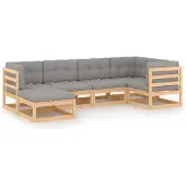 vidaXL 6-tlg. Garten-Lounge-Set mit Kissen Massivholz Kiefer