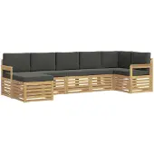 vidaXL Outdoor-Sofagarnitur 7 pcs Weiß und Anthrazit