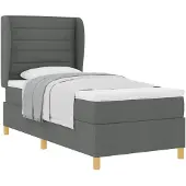 vidaXL Boxspringbett mit Matratze Dunkelgrau 200 x 80 cm Stoff