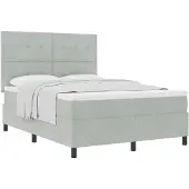 vidaXL Boxspringbett mit Kopfteil Hellgrau 140 x 190 cm Samt