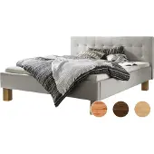 Hasena Polsterbett Noemi Eiche bright | Stoff grau 180x200